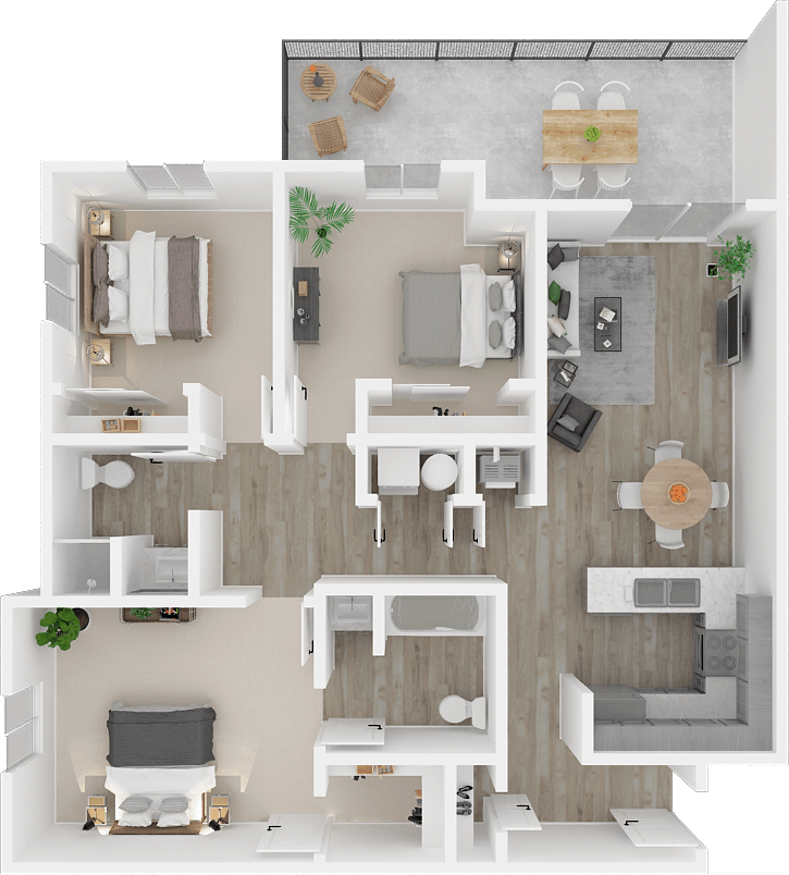 Three bedroom floor plan
