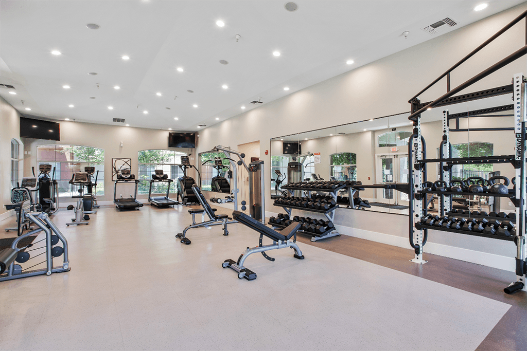 Fitness Room Weights Area l Villagio Luxury Apartment In Sacramento CA