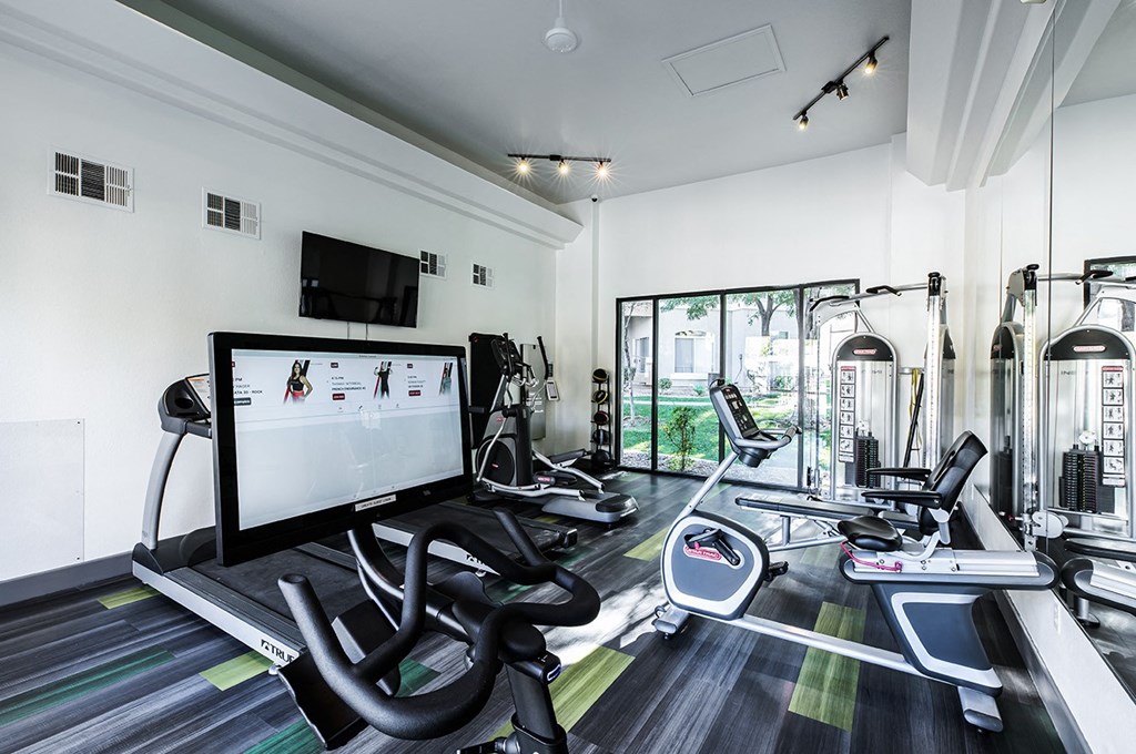 Fitness room with cardio equipment at THE PARKSIDE VILLAS APARTMENT HOMES, Las Vegas, NV, 89123