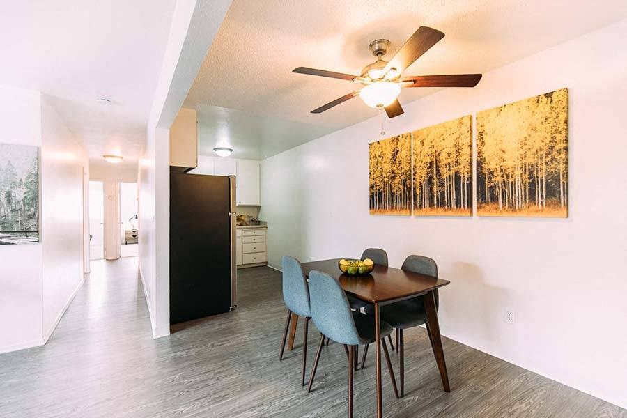 Dining table near kitchen