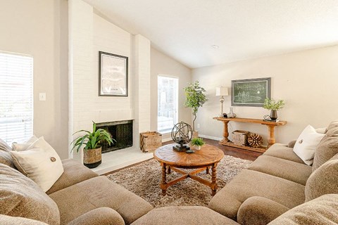 Seating near fireplace  l Tyler Texas Apartments For Rent