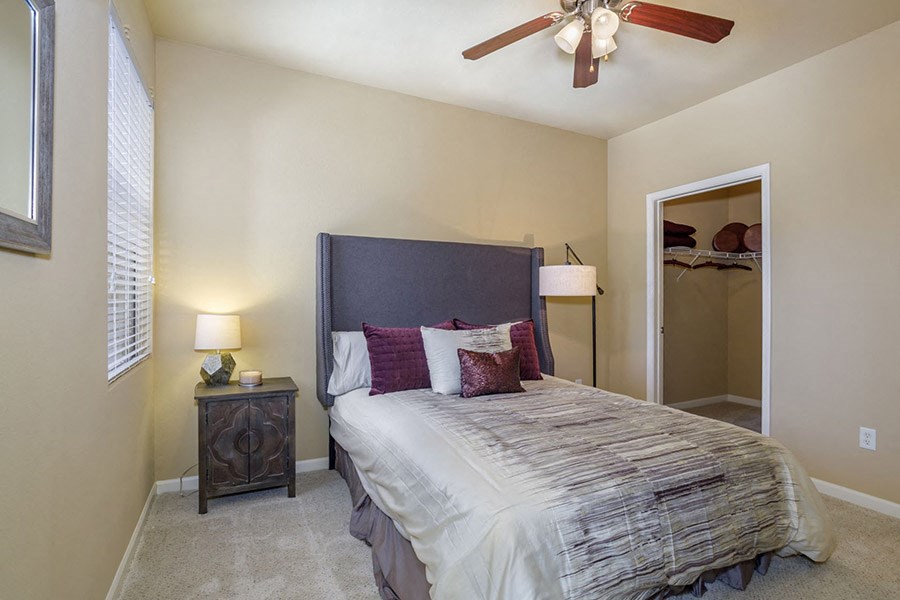One-Bedroom Apartments in Elk Grove, CA- Castellino at Laguna West- Spacious Closet with Wall-to-Wall Closets and Ceiling Fan