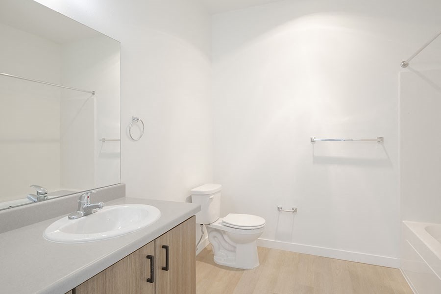 Bathroom sink and tub at FARM BY VINTAGE, MILL CREEK Washington