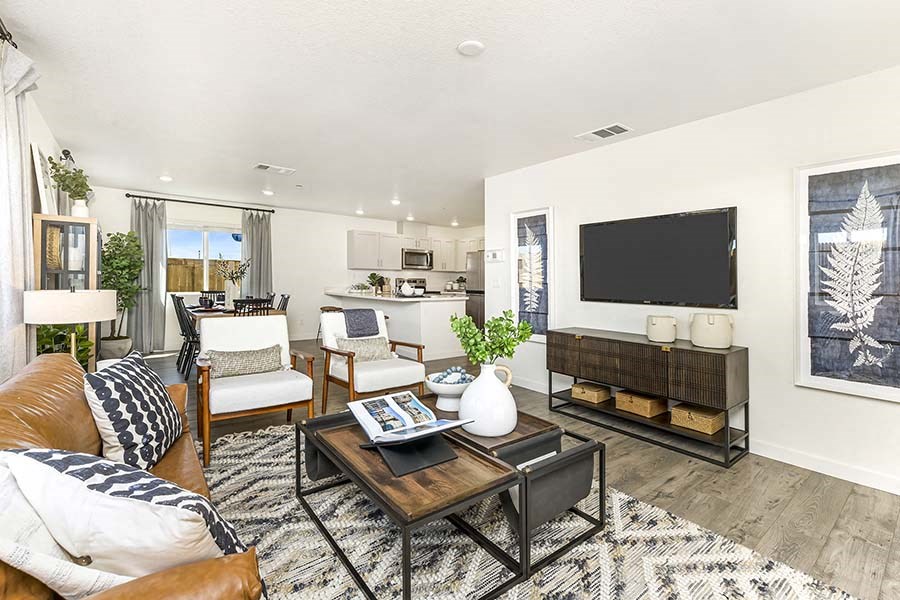 Living room near windows and dining