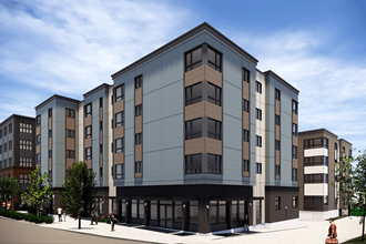 Rendering of corner view of building