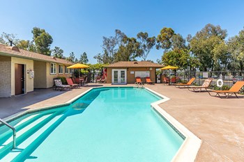 Pool with lounge chairs by buildings - Photo Gallery 3