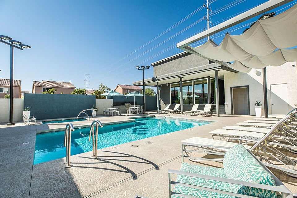 Pool with lounge chairs 