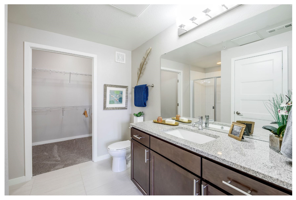 Large bathroom with spacious closet to match!