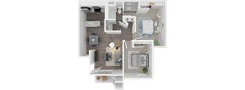 two bed one bath floor plan