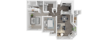 Two bedroom two bath floor plan