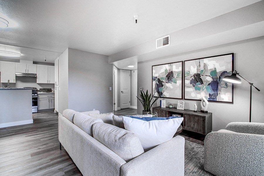 living room near kitchen 