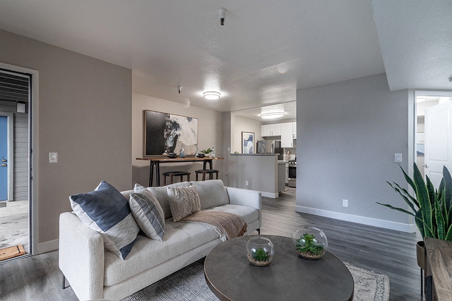 living room near kitchen 