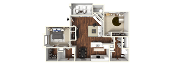 Two bedroom two bath floor plan