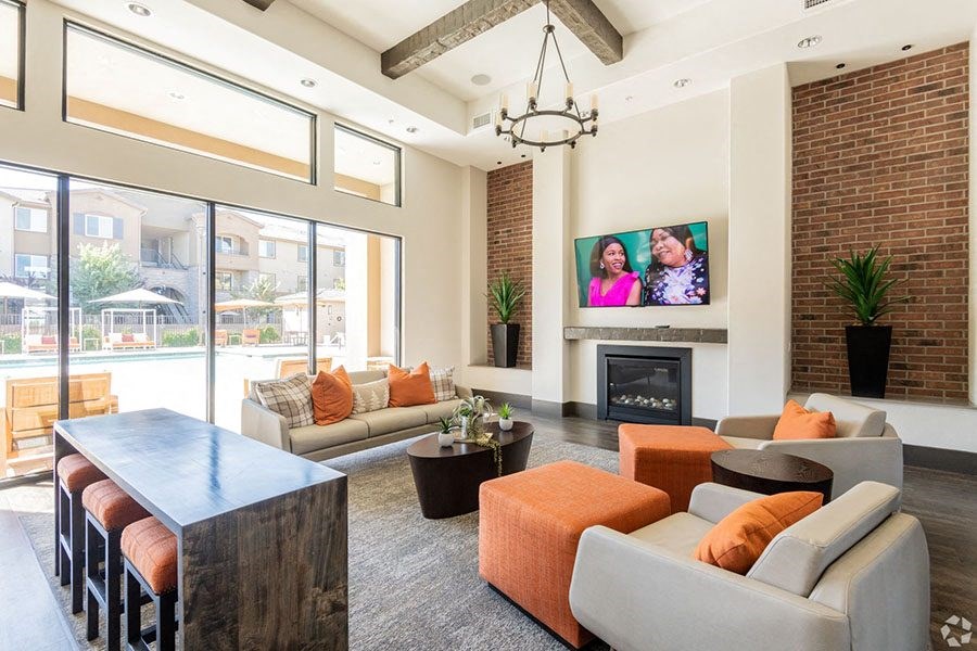 Clubhouse kitchen and seating area