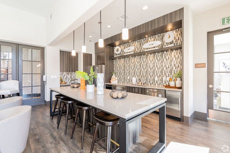 Clubhouse kitchen and seating area
