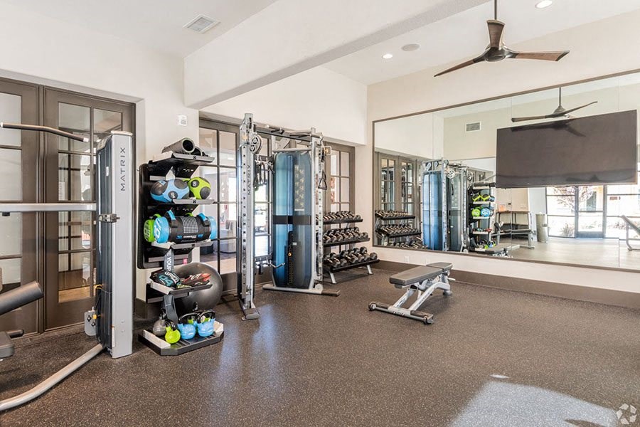 Gym with cardio and weight equipment