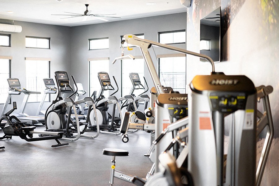 Azure Apartments in Sparks NV fitness center with cardio and weight equipment