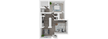 The Mews at Dixon Farms One bedroom 3D floor plan