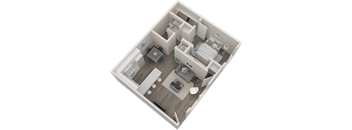 a floor plan of a small apartment with a bedroom and a living room