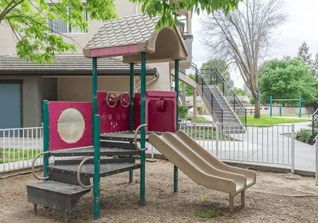 Playground near a building