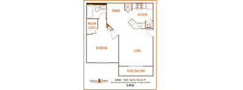 Indian Trace 1 bedroom 1 bath 2D floor plan