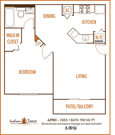 Indian Trace 1 bedroom 1 bath 2D floor plan