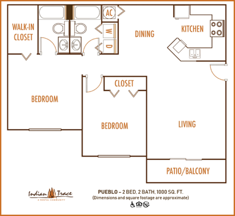 Indian Trace 2 bedroom 2 bath 2D floor plan