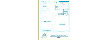 Laguna Pointe 1 bedroom 1 bath 2D floor plan