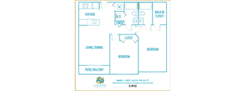 Laguna Pointe 2 bedroom 2 bath 2D floor plan