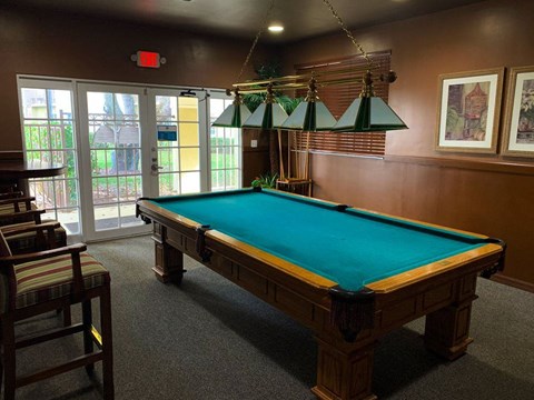 game room with pool table at Laguna Pointe, Pompano Beach