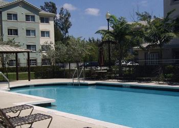 Pool and lounge chairs Harbour Cove Hallandale Beach Florida