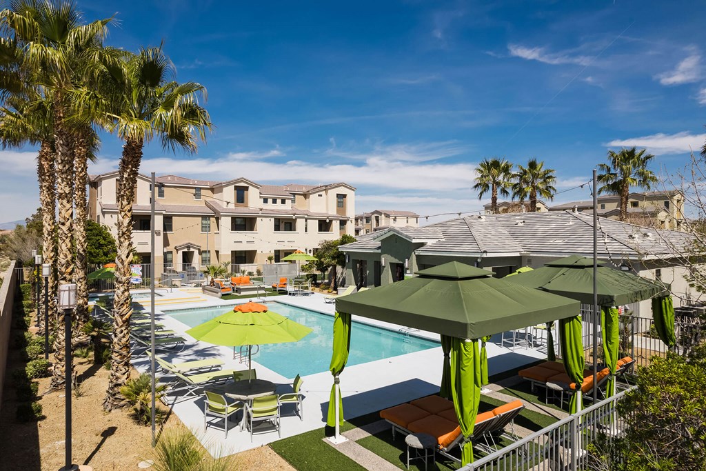 a view of the pool at the vineyard hotel and spa at EVERETT APARTMENT HOMES, Las Vegas, NV, 89113