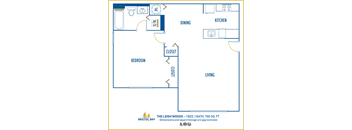 One bedroom floor plan Bristol Bay in Tampa Florida