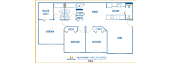 Three bedroom floor plan Bristol Bay in Tampa Florida