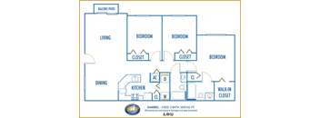 Three bedroom floor plan Captiva Club Miami Florida Apartments