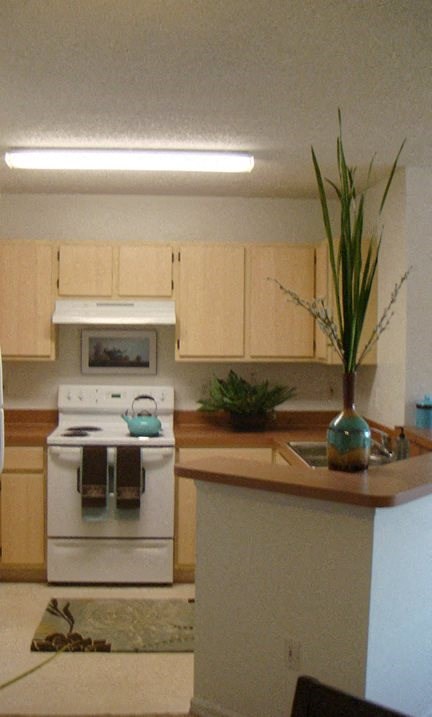 a kitchen with a stove and a sink