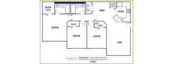 Three bedroom floor plan Carolina Club in Daytona Beach Florida