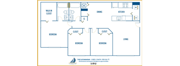 Three bedroom floor plan Clipper Bay in Tampa Florida