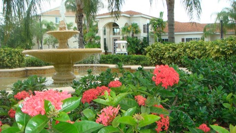Water feature at entrance Hawks Landing in Fort Myers Florida 