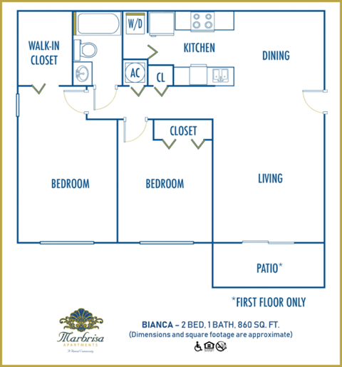 Marbrisa Apartments 2 bedroom 2D floor plan