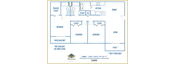Marbrisa Apartments 3 bedroom 2D floor plan