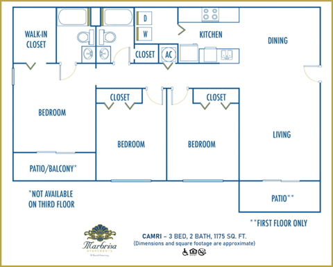 Marbrisa Apartments 3 bedroom 2D floor plan