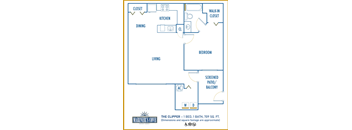 Mariner's Cove 1 bedroom 2D floor plan