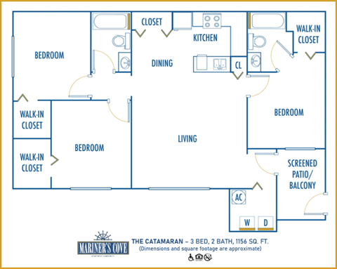 Mariner's Cove 3 bedroom 2D floor plan
