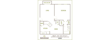 Mirabella Apartments 1 bedroom 2D floor plan