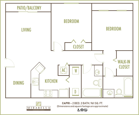 Mirabella Apartments 2 bedroom 2D floor plan at Mirabella Apartments, Princeton