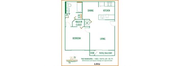 Valencia Pointe 1 bedroom 1 bath 2D floor plan