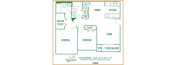 Valencia Pointe 2 bedroom 2 bath 2D floor plan