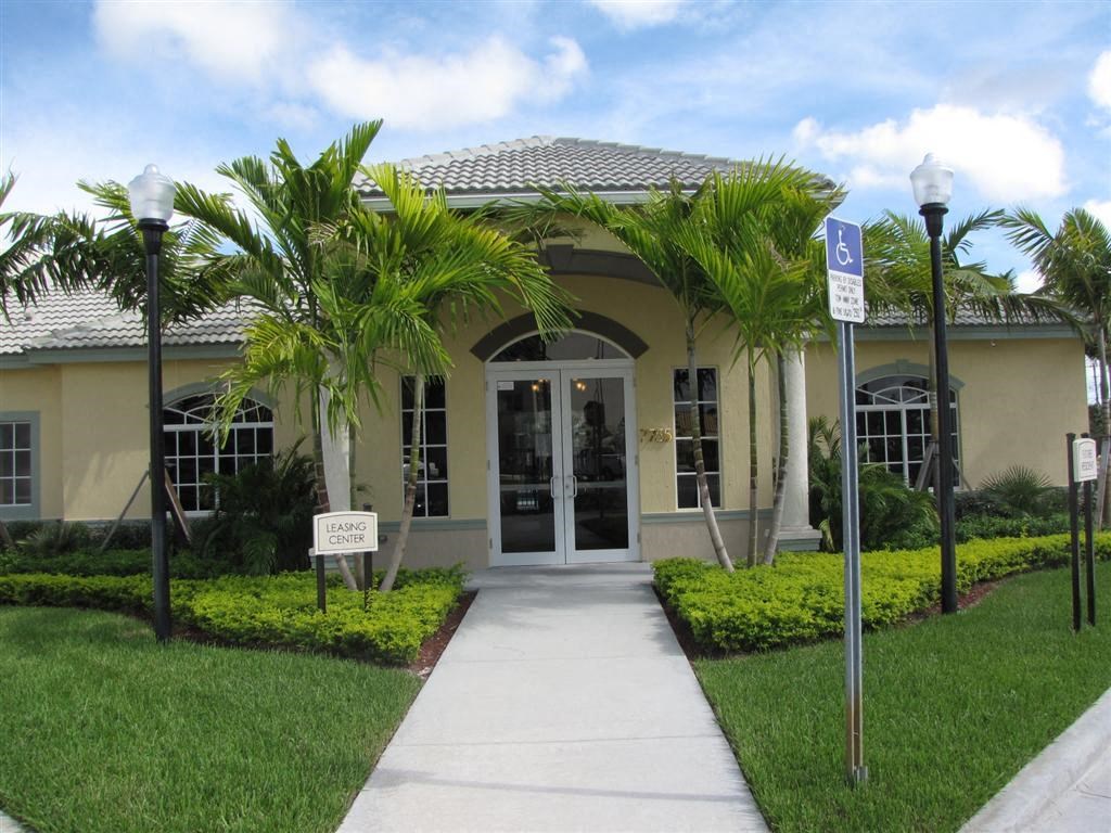main entrance to leasing office at Valencia Pointe, Miami, Florida