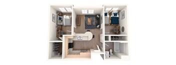 a bedroom with a bed and a chair in a room at K Street Flats, Berkeley California